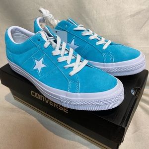Teal/ white converse